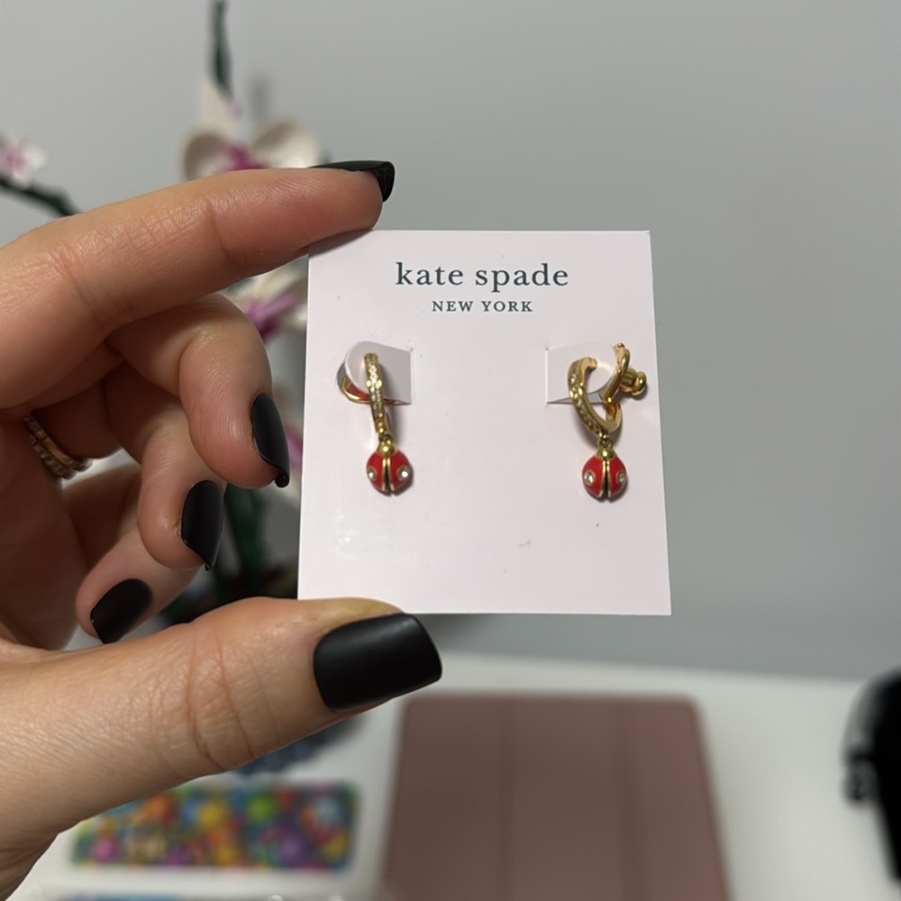 Kate spade diamond lady bug huggie earrings - Picture 4 of 4